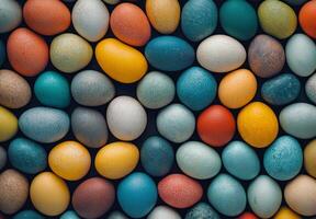Colorful collection of decorative eggs for Spring celebration festivities photo