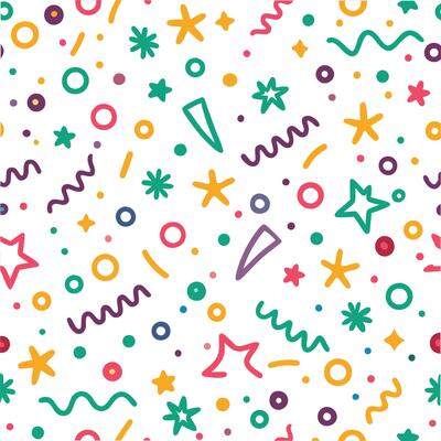 seamless pattern with colorful shapes and stars