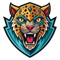 the jaguar head is shown in the center of the shield vector