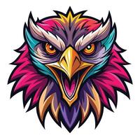an eagle head with colorful feathers and a big beak vector