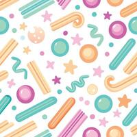 a colorful pattern with candy and stars vector