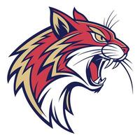 the head of a cat with its mouth open vector