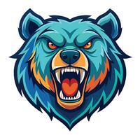 the head of a bear with an angry expression vector
