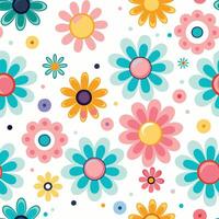a colorful pattern with flowers on a white background vector