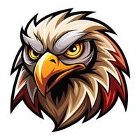 an eagle head with a red beak and yellow eyes vector