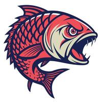 an angry red fish with its mouth open vector