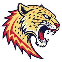 the head of a jaguar is shown in a cartoon style vector
