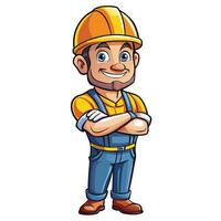 cartoon construction worker with arms crossed vector