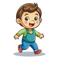 cartoon boy running and smiling vector
