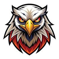 an eagle head with red eyes and a red beak vector