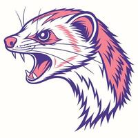 an angry ferret head with its mouth open vector