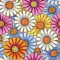 a colorful daisy pattern with many different colors vector