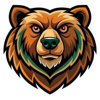 the head of a brown bear is shown on a white background vector