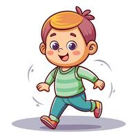 cartoon boy running and smiling vector