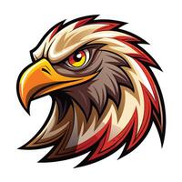 an eagle head with red and yellow feathers vector