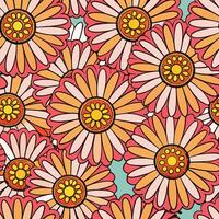 a pattern with many flowers on a blue background vector