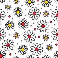 a seamless pattern with daisies and polka dots vector