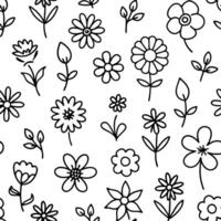 a black and white pattern with flowers vector
