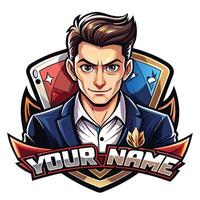 a cartoon character with the name on it vector