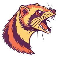 an angry ferret head with its mouth open vector