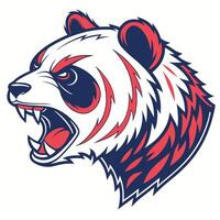 the head of a panda bear is shown in a red, white and blue color scheme vector