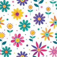 seamless pattern with colorful flowers on white background vector