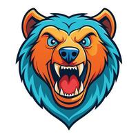 the head of a bear with an angry expression vector
