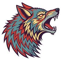 the head of a wolf with its mouth open vector