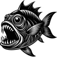 an angry fish with sharp teeth and open mouth vector