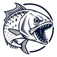 a fish with its mouth open and teeth showing vector