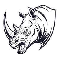 an angry rhino head on a white background vector