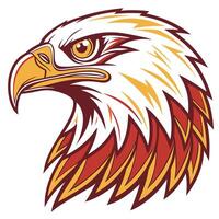 an eagle head with red and yellow feathers vector