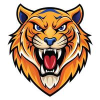 an angry tiger head with its mouth open vector