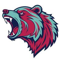 a bear head with its mouth open vector