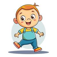 cartoon boy running and smiling vector