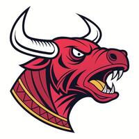 the head of a red bull with horns and a red vector