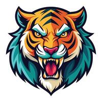 the head of a tiger is shown in a cartoon style vector