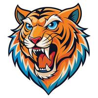 the head of a tiger is shown in a cartoon style vector