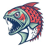 an angry fish with sharp teeth and a big mouth vector