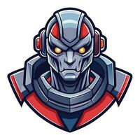 an image of a robot head with glowing eyes vector