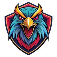 an angry eagle head on a shield vector