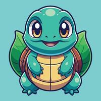 a cartoon turtle with big eyes and a smile vector