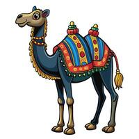 cartoon camel with colorful coat vector