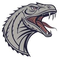 an illustration of a dinosaur head with its mouth open vector