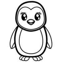 penguin coloring pages for kids vector