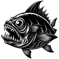 an angry fish with sharp teeth and open mouth vector