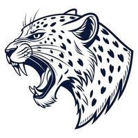 a leopard head with its mouth open vector
