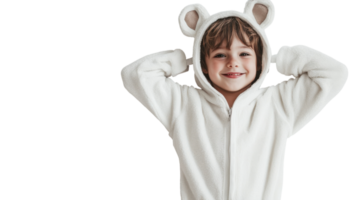 Adorable Child in Animal Onesie Pajama Perfect for Cozy Nights and Playful Activities. png