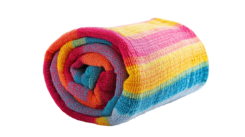 Vibrant Rolled Beach Towel Perfect for Summer Days at the Beach, Picnics or Pool Parties. png