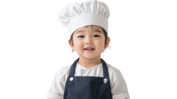 Adorable Child in a Chef's Outfit with Tiny Apron Perfect for Cooking Classes and Culinary Activities. png